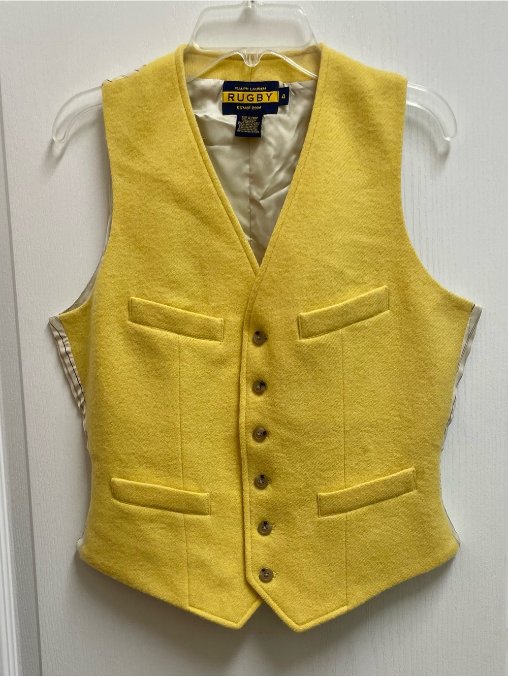 Ralph Lauren Rugby Yellow Wool Vest - Button Front